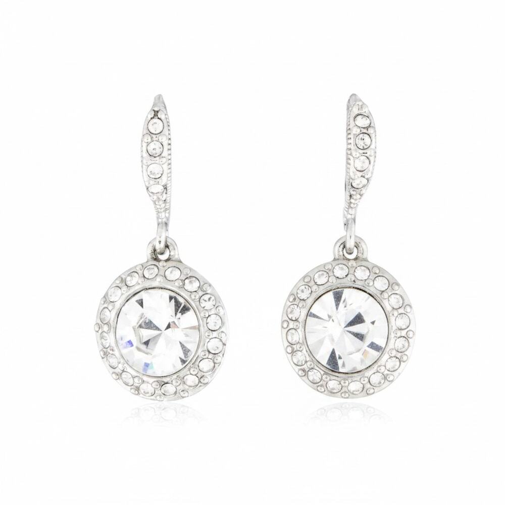 Givenchy Sparkling Crystal Drop Polished Silver-Tone Metal Earrings